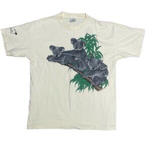 Vintage Harlequin T Shirt 1985 by Teena Houck Koala Animals Grunge XL